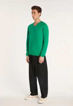 Montagut V-neck jumper in merino wool - Elmo