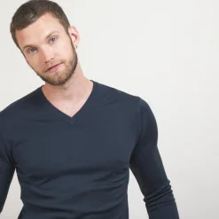 Montagut V-neck jumper in merino wool - Elmo