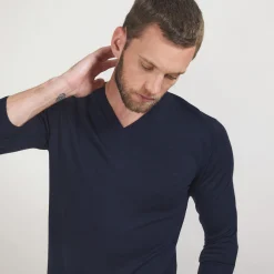 Montagut V-neck jumper in merino wool - Elmo