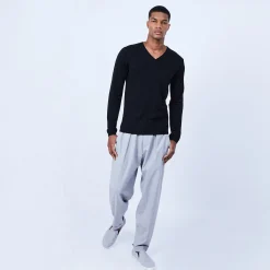 Montagut V-neck jumper in merino wool - Elmo