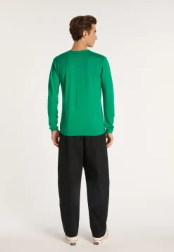 Montagut V-neck jumper in merino wool - Elmo
