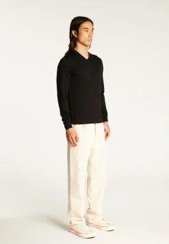 Montagut V-neck jumper in merino wool - Elmo