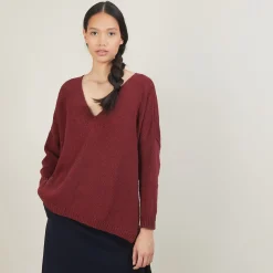 Montagut V-neck loose-fitting jumper in wool and silk - Baba