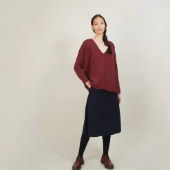 Montagut V-neck loose-fitting jumper in wool and silk - Baba