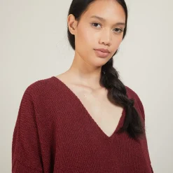 Montagut V-neck loose-fitting jumper in wool and silk - Baba