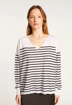 Montagut V-neck sailor top in merino wool - Rex