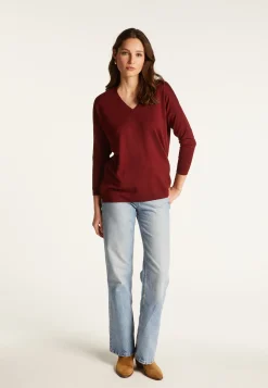 Montagut V-neck slit sweater in merino wool - Bernice