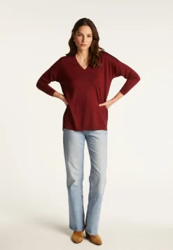 Montagut V-neck slit sweater in merino wool - Bernice