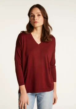 Montagut V-neck slit sweater in merino wool - Bernice