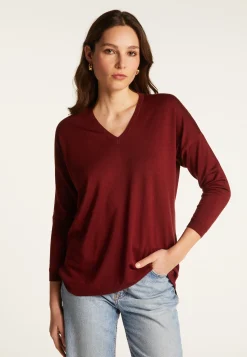 Montagut V-neck slit sweater in merino wool - Bernice