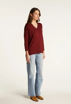 Montagut V-neck slit sweater in merino wool - Bernice