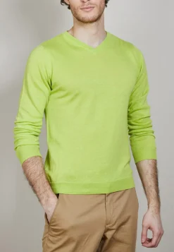 Montagut V-neck sweater in cashmere and linen - Banderas