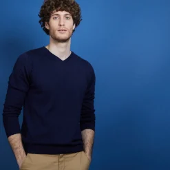 Montagut V-neck sweater in cashmere and linen - Banderas