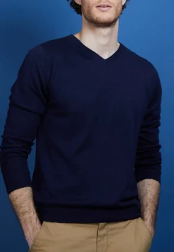 Montagut V-neck sweater in cashmere and linen - Banderas