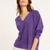 Montagut V-neck sweater in fil lumiere - Maja