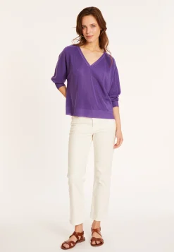 Montagut V-neck sweater in fil lumiere - Maja