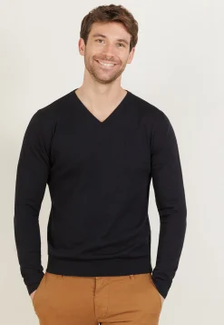 Montagut V-neck sweater in natural cotton - Bouddi