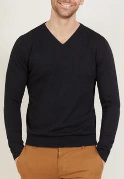 Montagut V-neck sweater in natural cotton - Bouddi