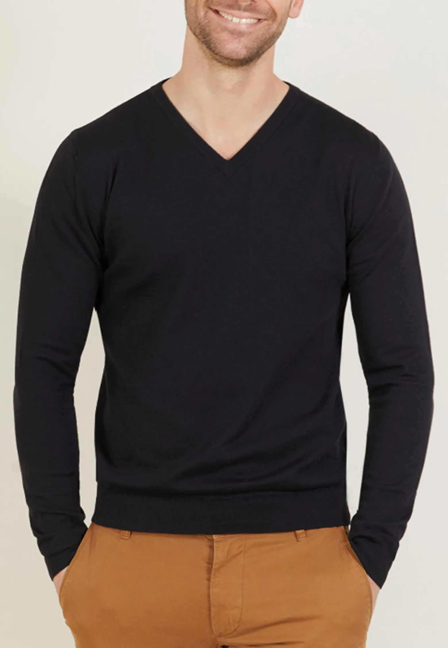 Montagut V-neck sweater in natural cotton - Bouddi