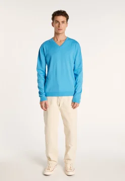 Montagut V-neck sweater in natural cotton - Bouddi