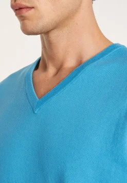 Montagut V-neck sweater in natural cotton - Bouddi