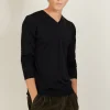 Montagut V-neck sweater in wool and silk - Basil