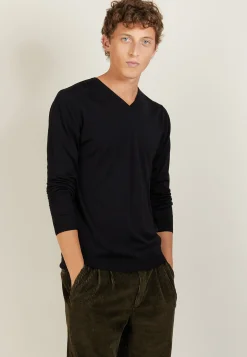 Montagut V-neck sweater in wool and silk - Basil