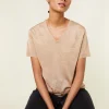 Montagut V-neck T-shirt Fil Lumière short sleeves patterned - Elise