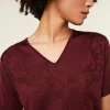 Montagut V-neck T-shirt Fil Lumière short sleeves patterned - Elise