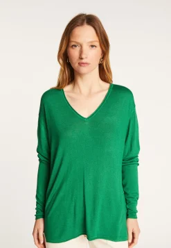 Montagut V-neck T-shirt in bamboo cashmere fiber - Aeline