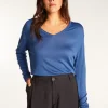 Montagut V-neck T-shirt in bamboo cashmere fiber - Aeline