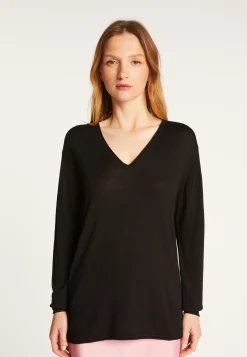 Montagut V-neck T-shirt in bamboo cashmere fiber - Aeline