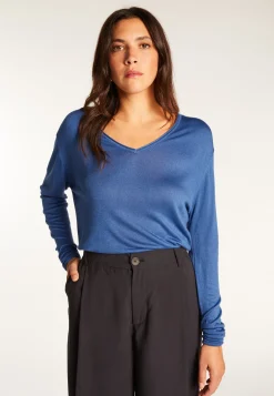 Montagut V-neck T-shirt in bamboo cashmere fiber - Aeline