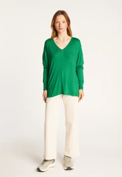 Montagut V-neck T-shirt in bamboo cashmere fiber - Aeline
