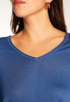 Montagut V-neck T-shirt in bamboo cashmere fiber - Aeline