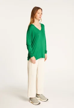 Montagut V-neck T-shirt in bamboo cashmere fiber - Aeline