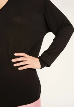 Montagut V-neck T-shirt in bamboo cashmere fiber - Aeline