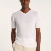 Montagut V-neck T-shirt in flamed linen - Reuben