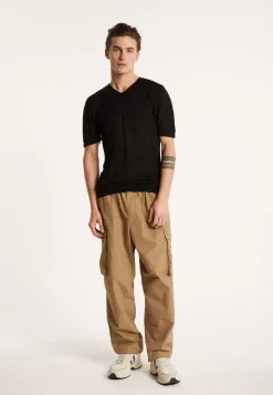 Montagut V-neck t-shirt in flamed linen - Reuben