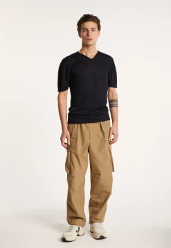 Montagut V-neck t-shirt in flamed linen - Reuben