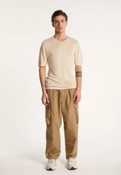 Montagut V-neck t-shirt in flamed linen - Reuben