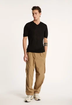Montagut V-neck t-shirt in flamed linen - Reuben