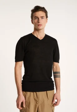 Montagut V-neck t-shirt in flamed linen - Reuben
