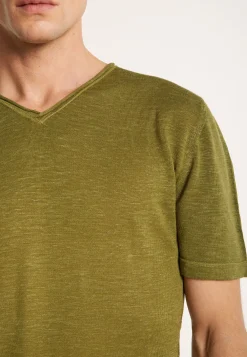 Montagut V-neck t-shirt in flamed linen - Reuben