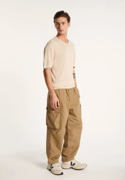 Montagut V-neck t-shirt in flamed linen - Reuben