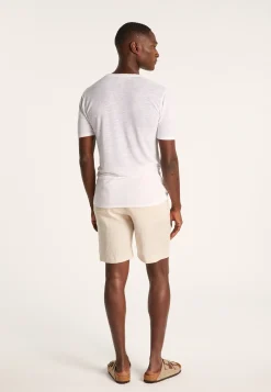 Montagut V-neck T-shirt in flamed linen - Reuben