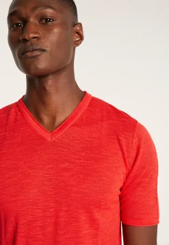 Montagut V-neck T-shirt in flamed linen - Reuben
