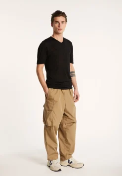 Montagut V-neck t-shirt in flamed linen - Reuben