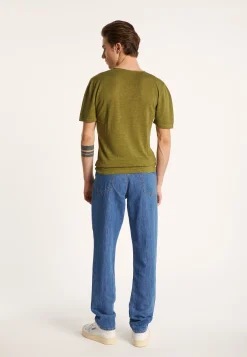 Montagut V-neck t-shirt in flamed linen - Reuben