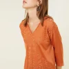 Montagut V-neck T-shirt with elbow-length sleeves in Fil Lumière - Elsa